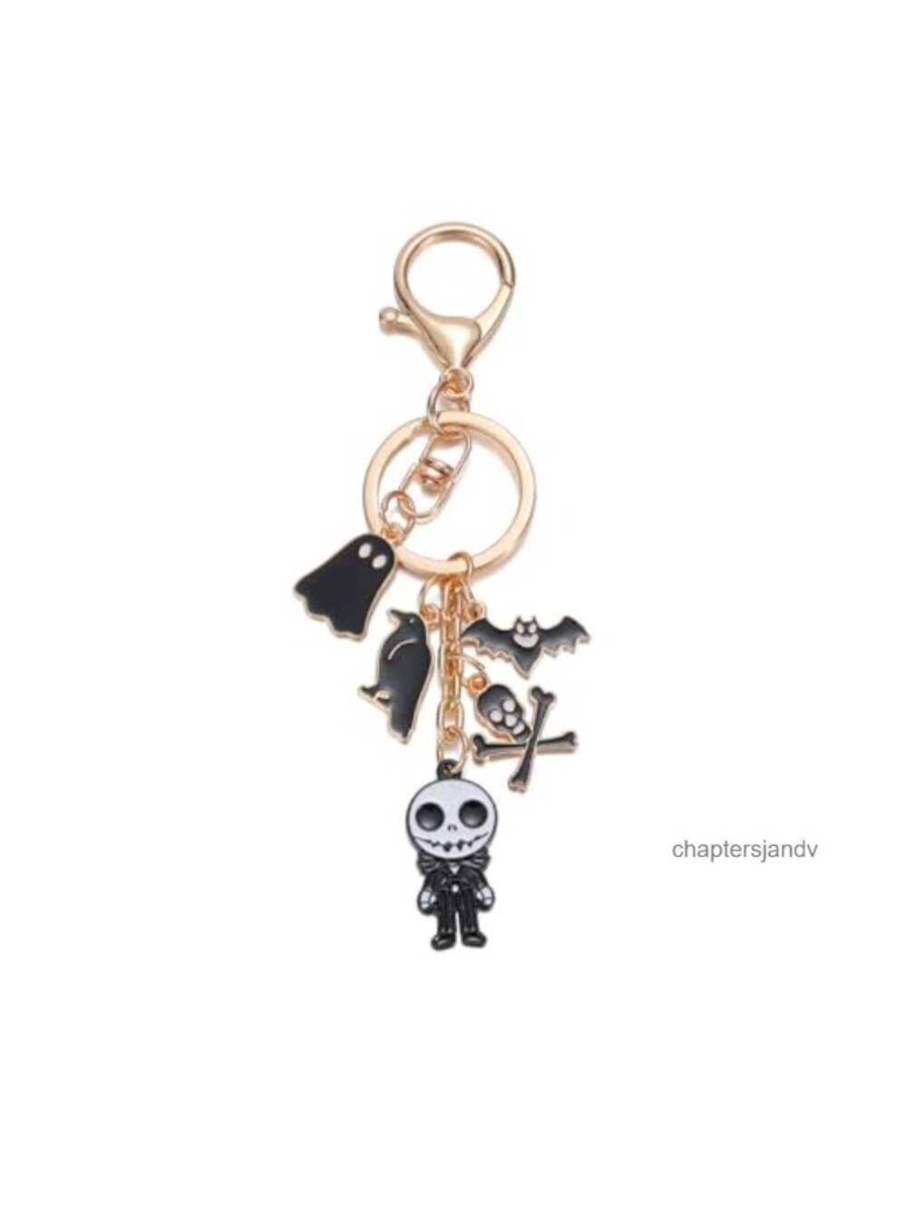 Halloween Keychain Ghost Bat Skull Eagle Enamel Charm Gold Plated Key Ring